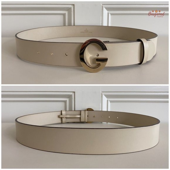 Authentic Gucci Vintage Cream Leather Gold G Logo Buckle Belt Size 95/38 - Picture 5 of 14